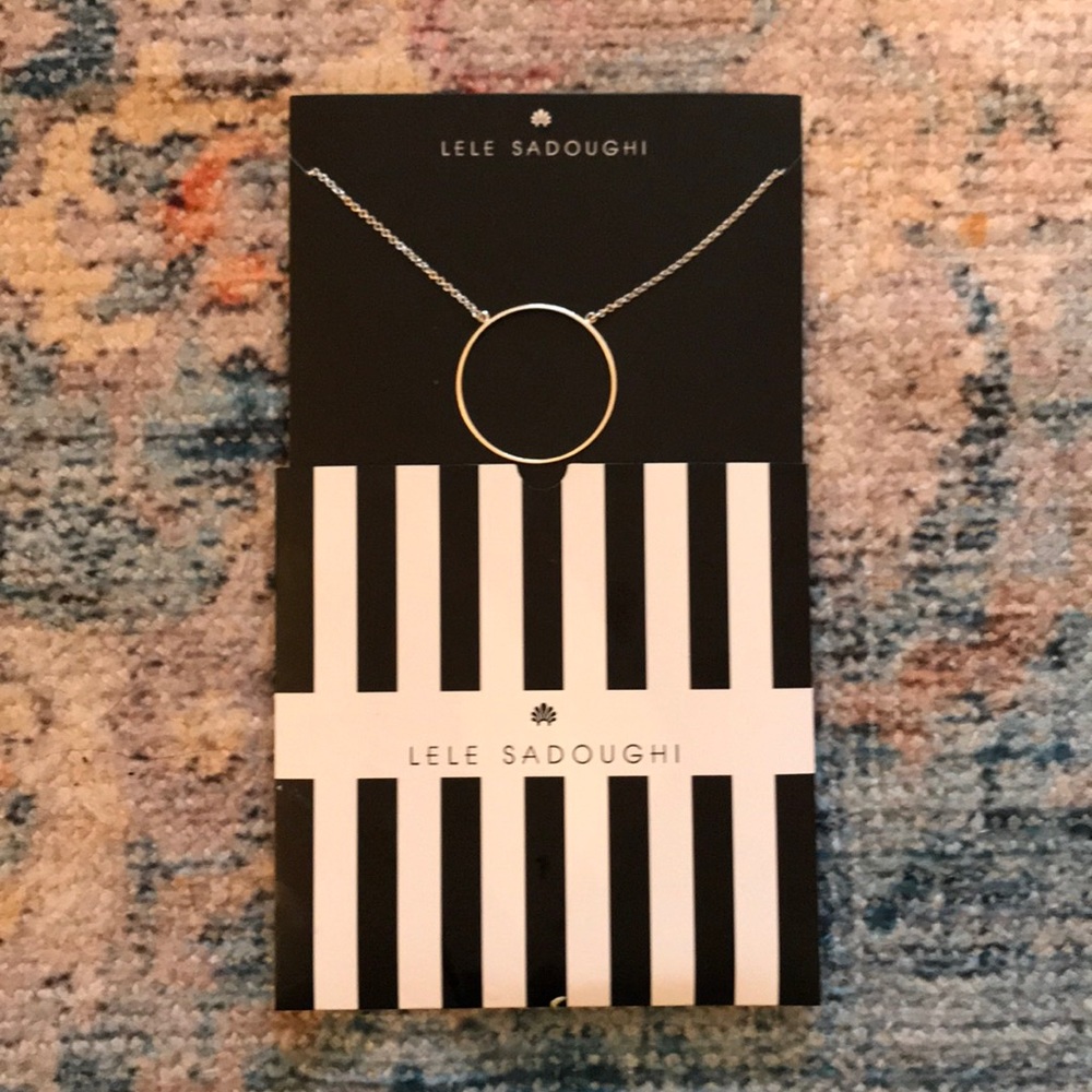 Lele Sadoughi Silver Circle Necklace